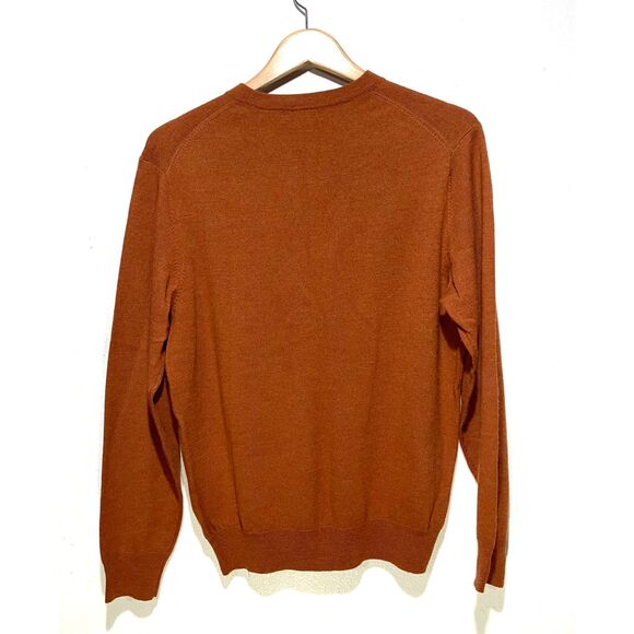 Garret scott sweater extra fine merino wool orange accademia office preppy men M - Picture 2 of 4